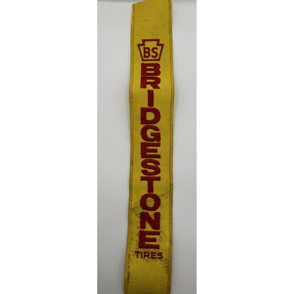 Bridgestone BS Iron On Patch Vintage Rare Yellow Vertical Large 14X2 Inches